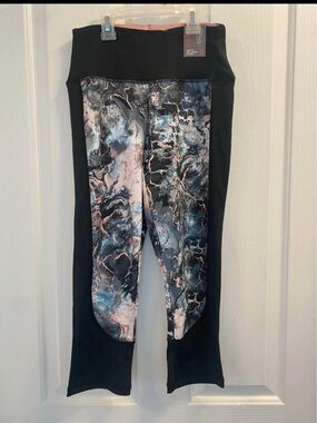NWT Leggings with Marble Panel - Pink & Blue Accents